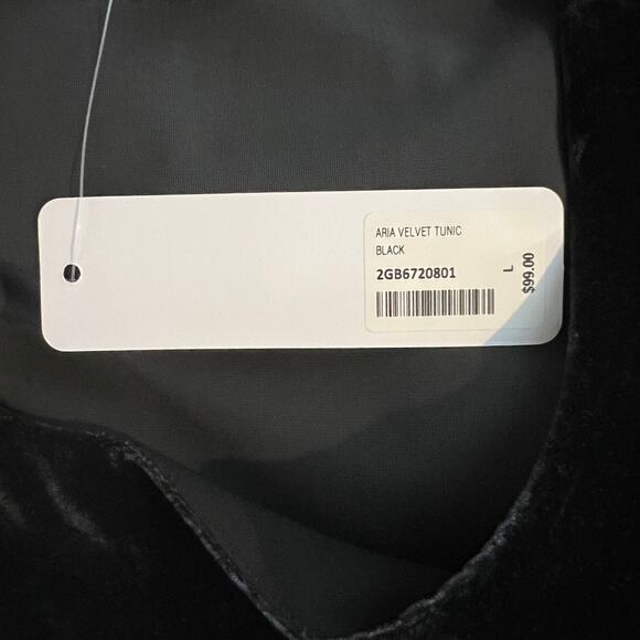 NWT Soft Surroundings Aria Velvet Tunic Black Wide 3/4 Sleeve Women Size Large - Picture 6 of 8